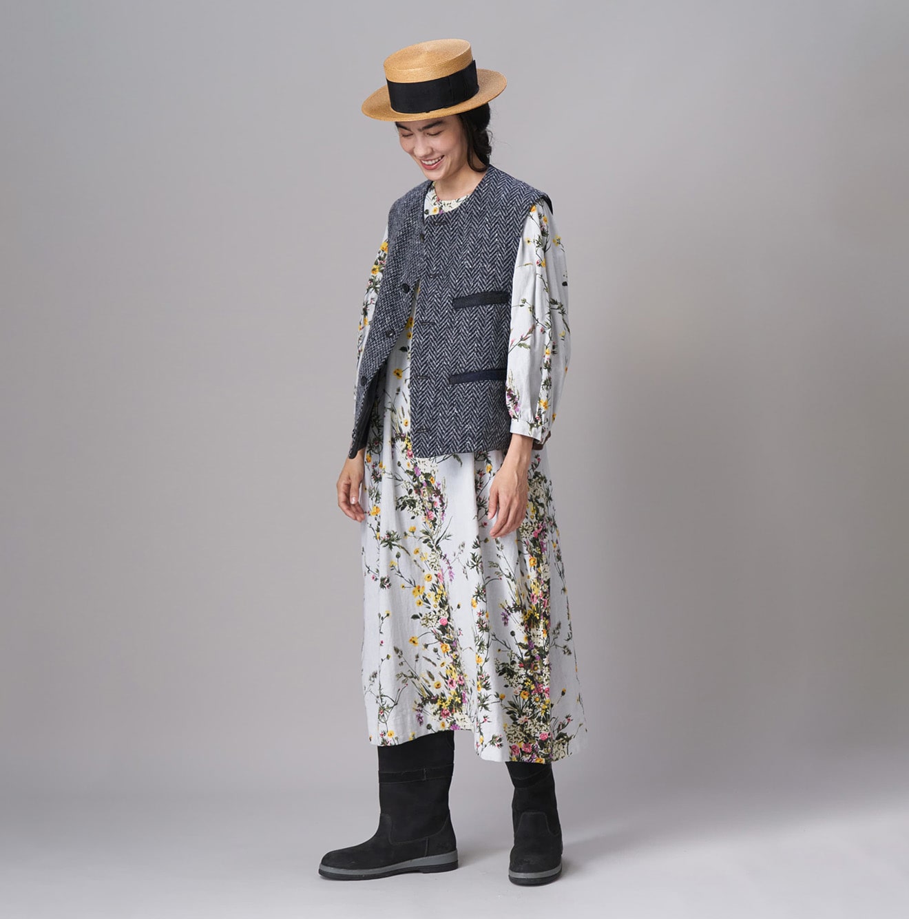 45R Khadi Bouquet Stripe Dress