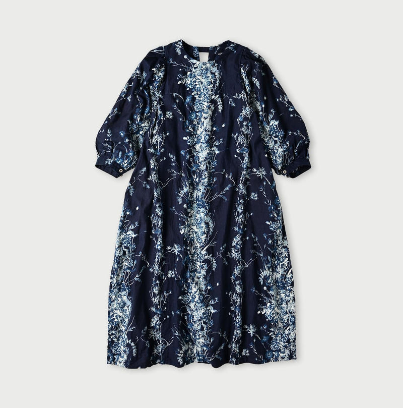45R Indigo Khadi Bouquet Stripe Dress