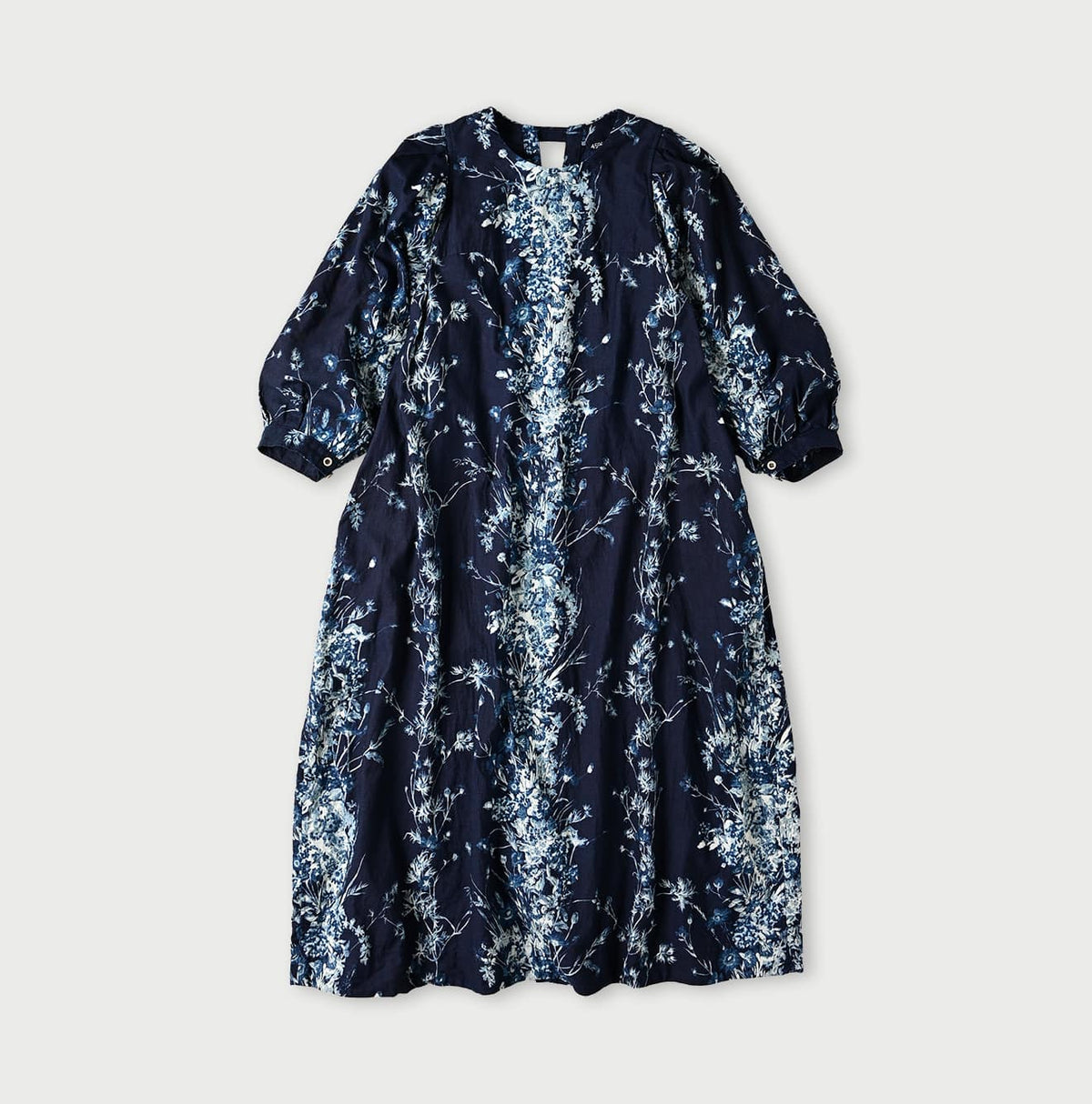45R Indigo Khadi Bouquet Stripe Dress