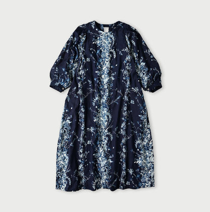 45R Indigo Khadi Bouquet Stripe Dress