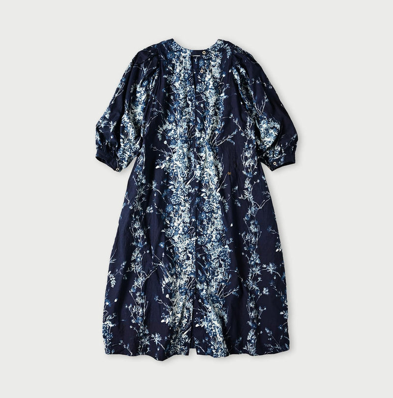 45R Indigo Khadi Bouquet Stripe Dress - Image 2