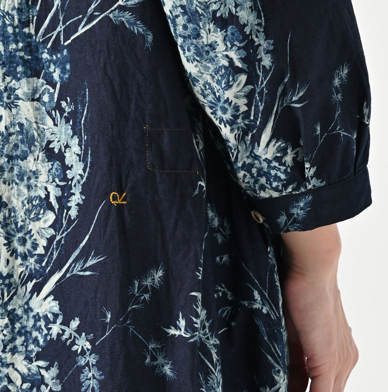 45R Indigo Khadi Bouquet Stripe Dress - Image 10