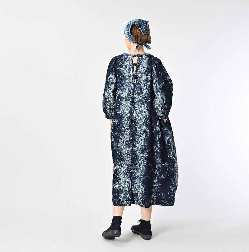 45R Indigo Khadi Bouquet Stripe Dress