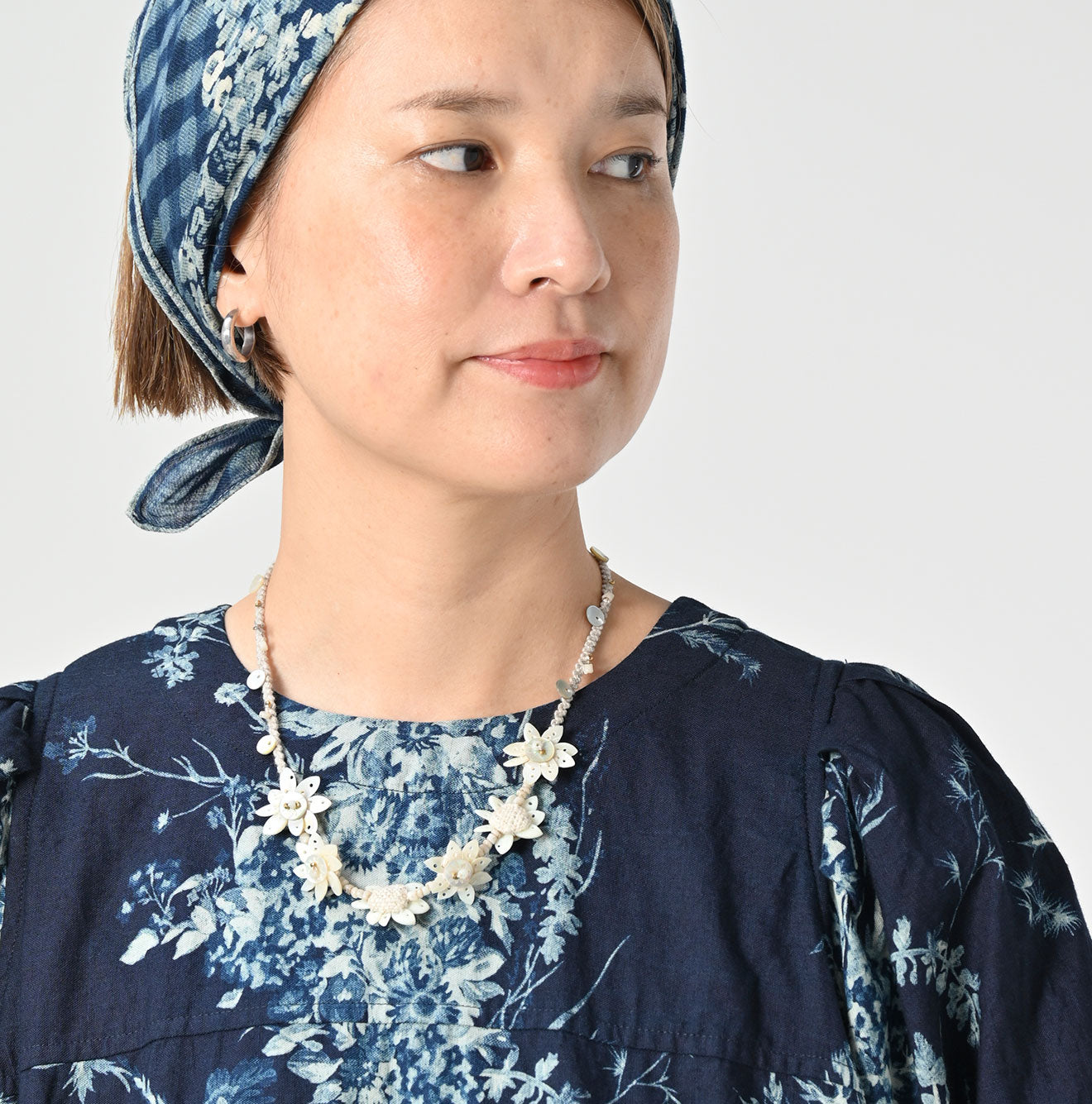 45R Indigo Khadi Bouquet Stripe Dress - Image 6