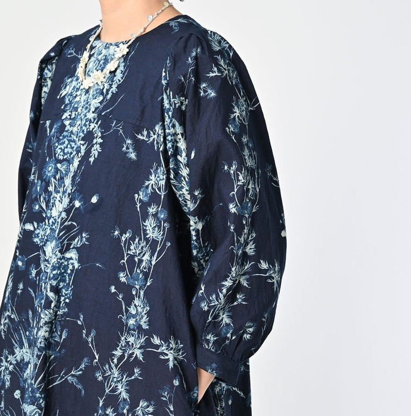 45R Indigo Khadi Bouquet Stripe Dress - Image 7