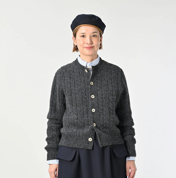 45R Shetland Cable Felted Cardigan
