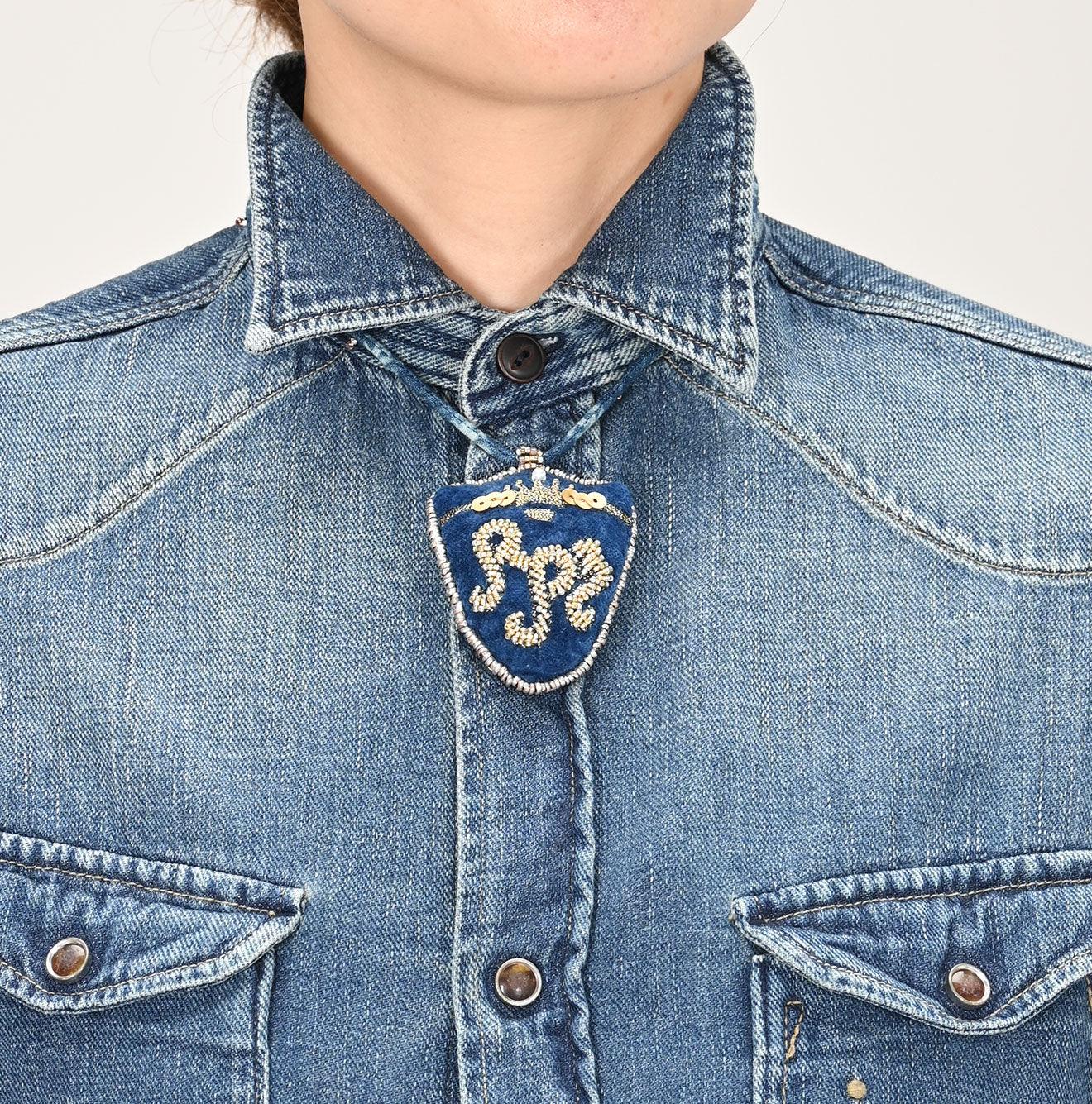 Denim shirt necklace best sale