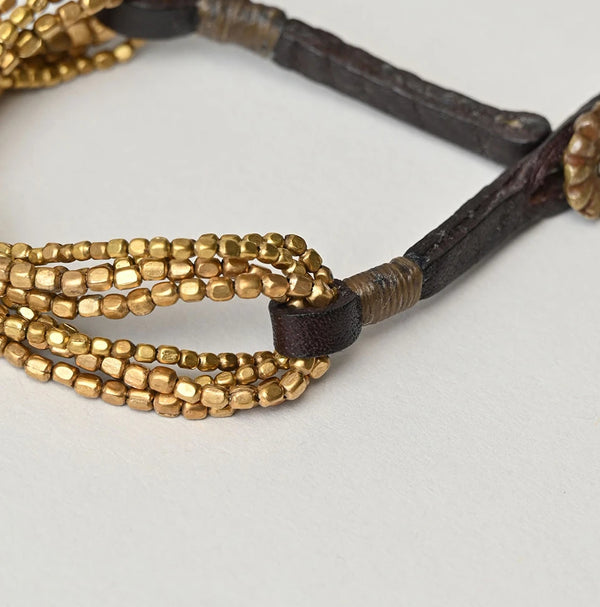 45R Brass Leather Bracelet