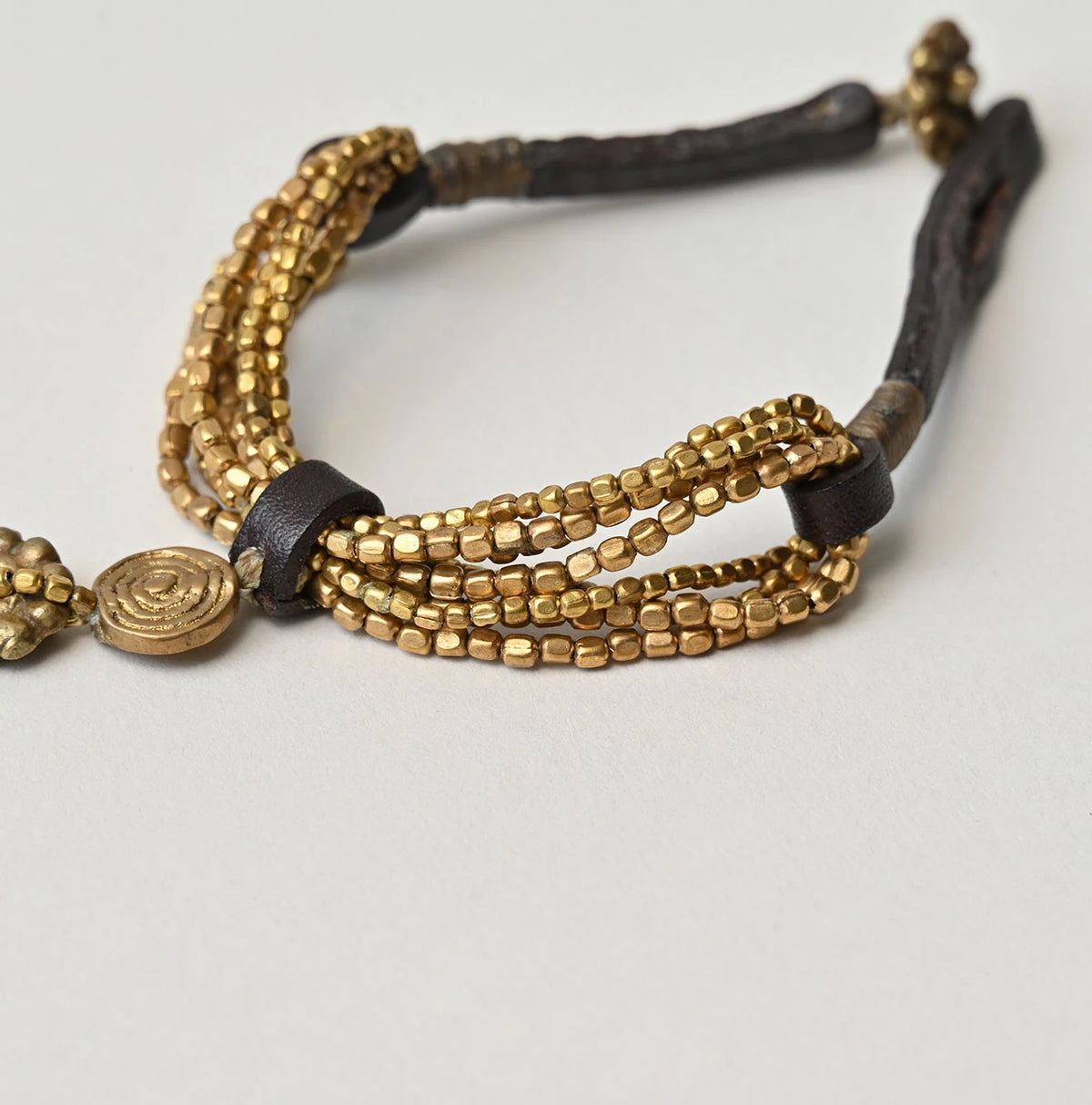 45R Brass Leather Bracelet