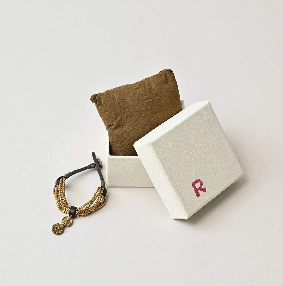 45R Brass Leather Bracelet