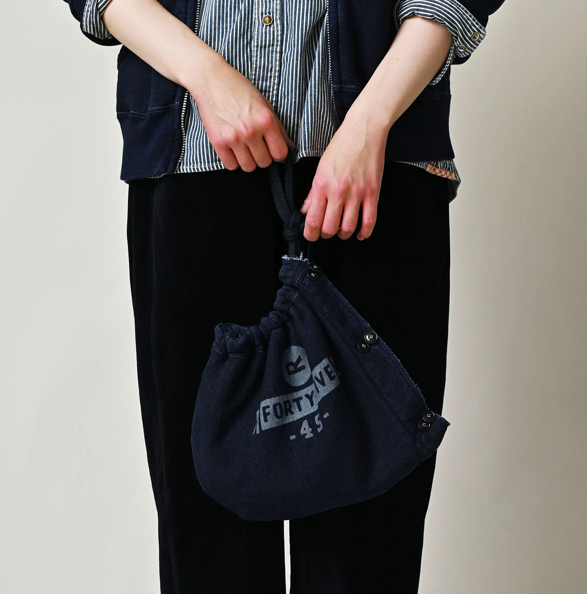 45R Indigo College Hood Drawstring Pouch