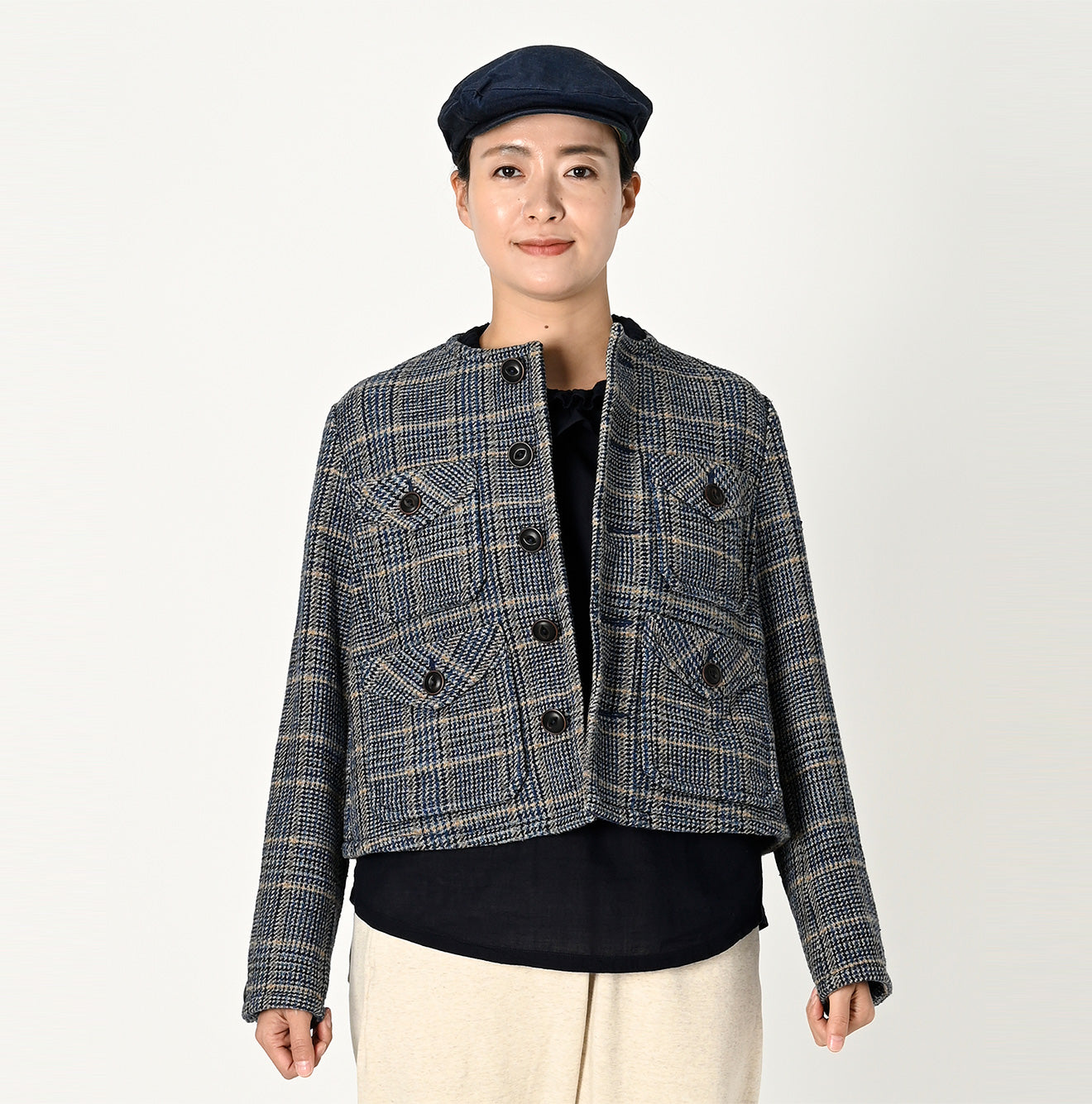 Indigo Cotton Tweed Annie Jacket