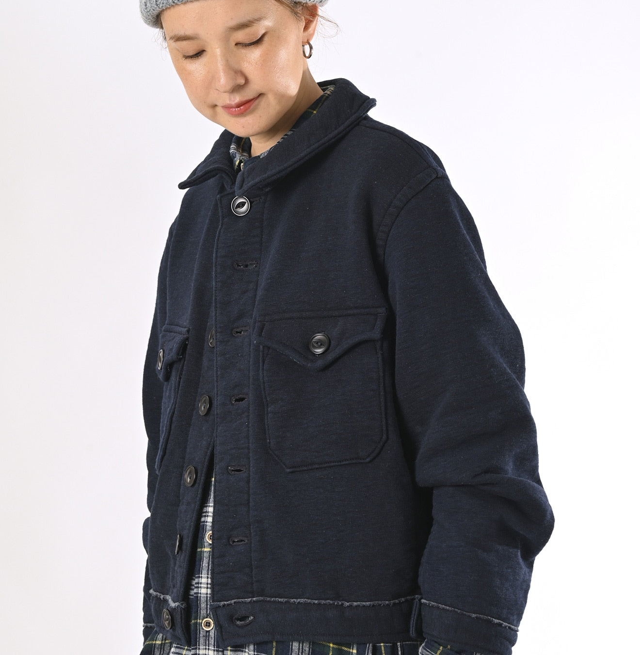 45R Indigo Hokkaido Cotton Fleece Annie Blouson