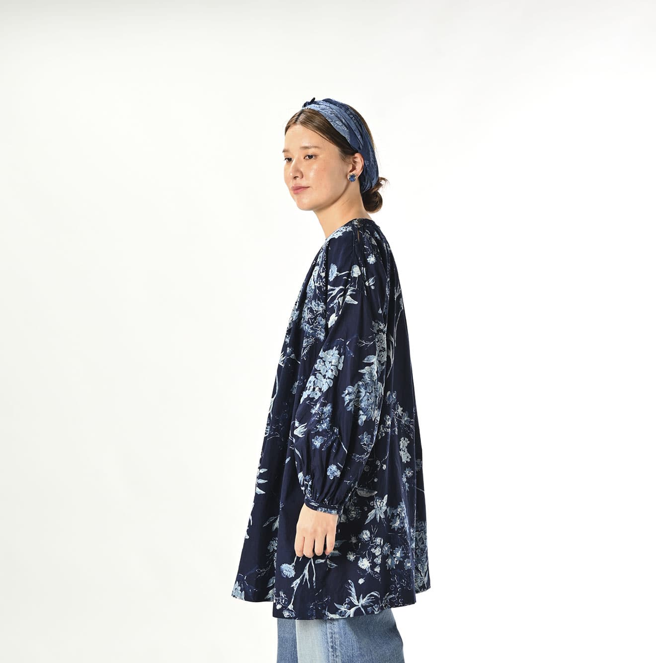 45R Indigo Noa Flower Tunic Blouse