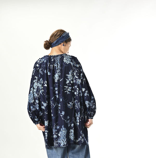 Indigo Noa Flower Tunic Blouse - 45R by 45rpm studio
