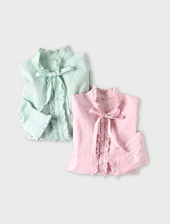 Khadi Tuck Frilled Bowtie Blouse