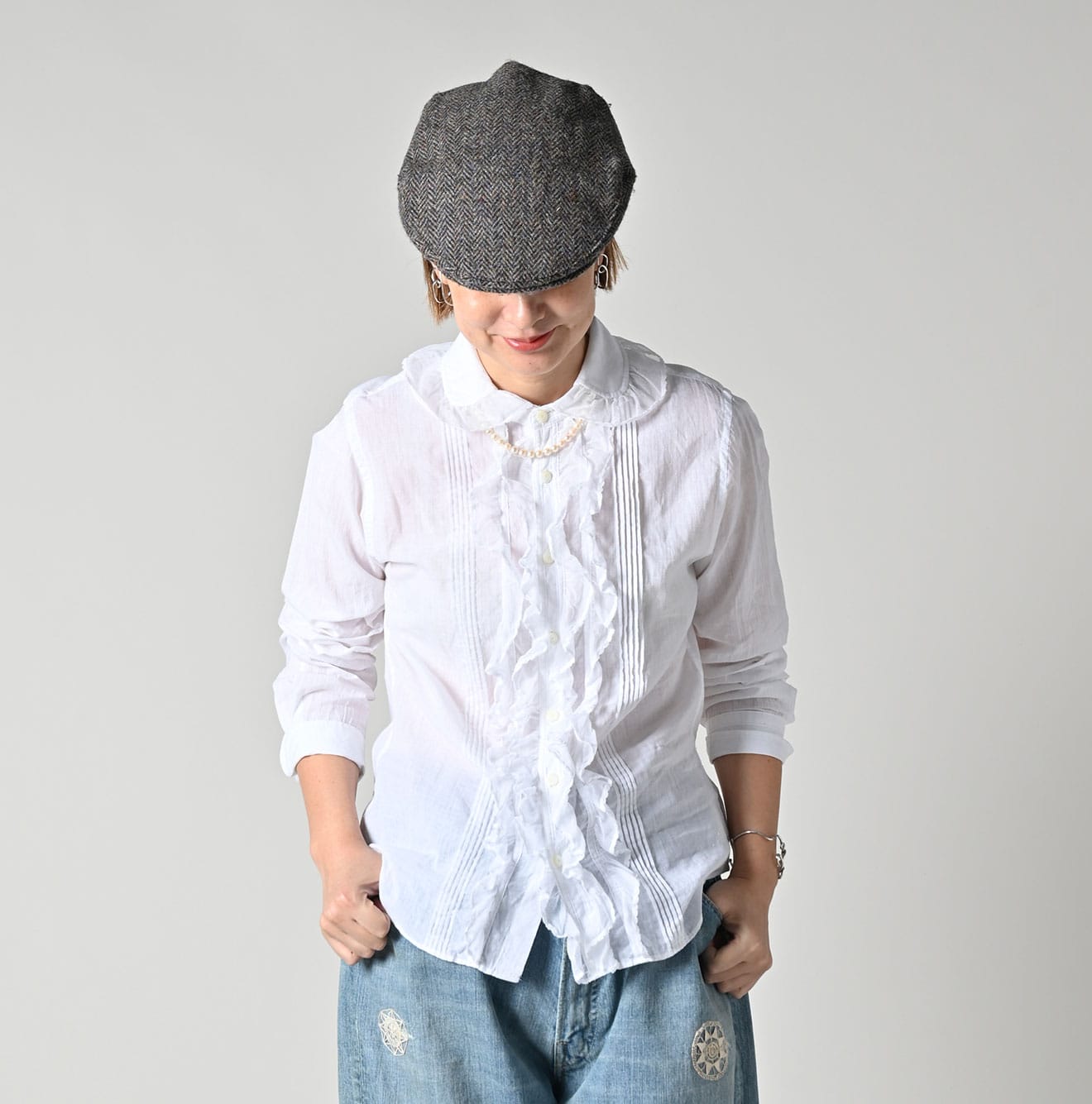 45R Khadi Tulle Frilled Blouse