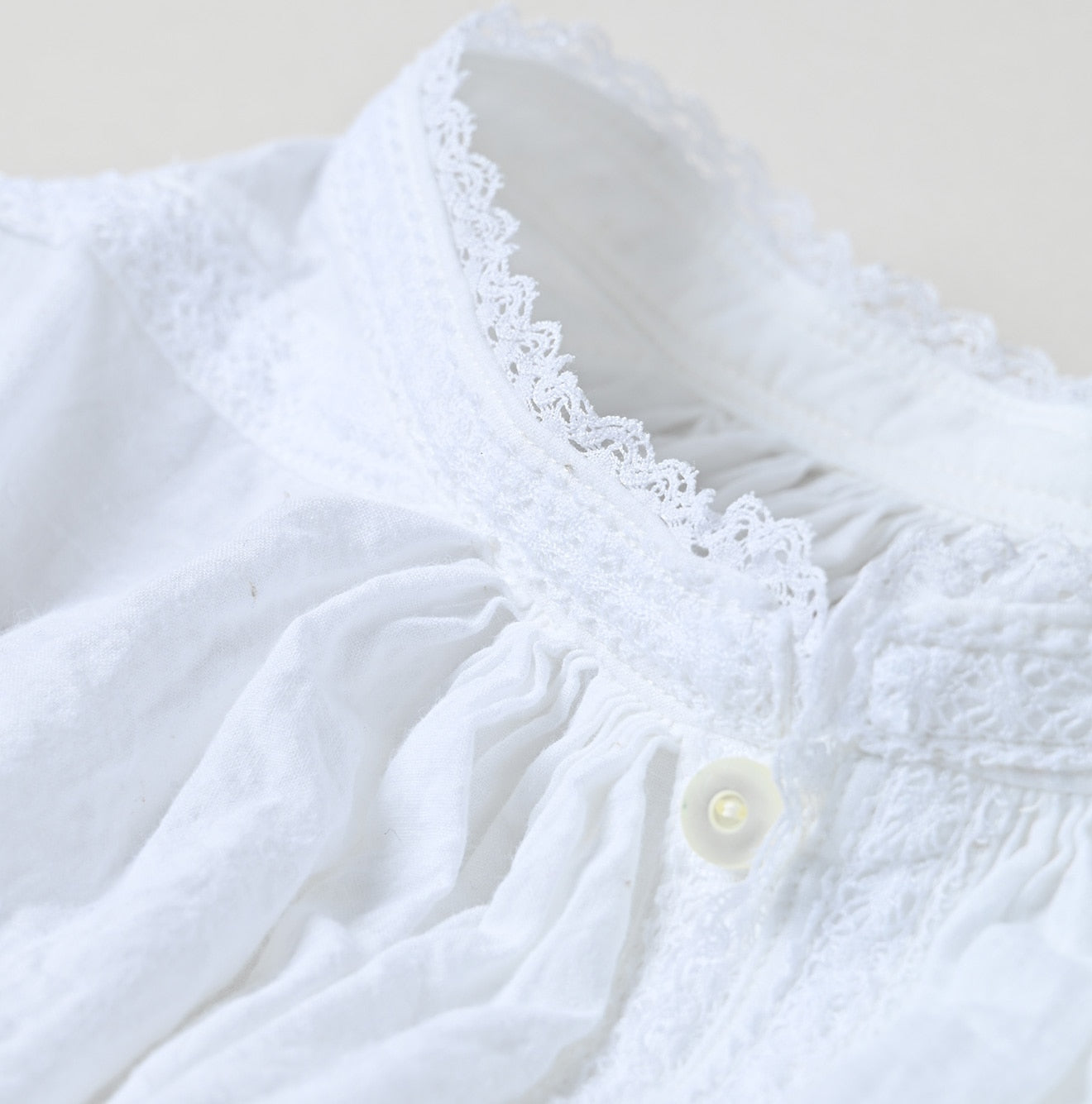 45R Khadi Lace Tuck Smocking Blouse