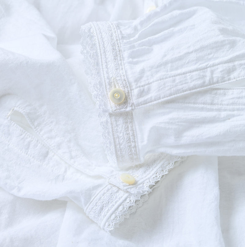 45R Khadi Lace Tuck Smocking Blouse