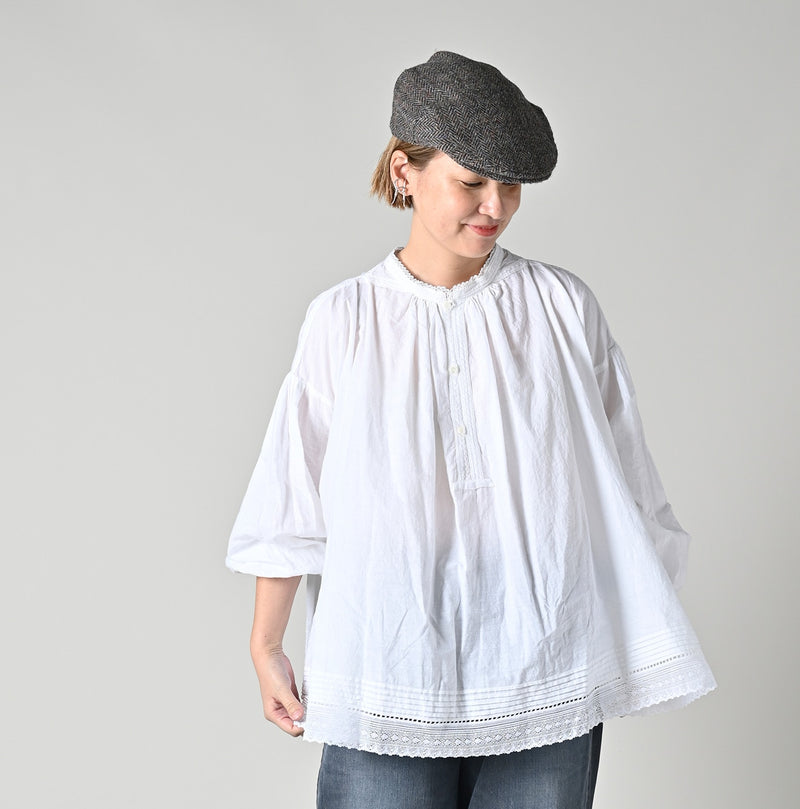 45R Khadi Lace Tuck Smocking Blouse