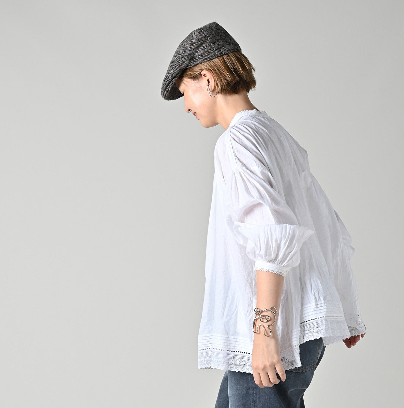 45R Khadi Lace Tuck Smocking Blouse