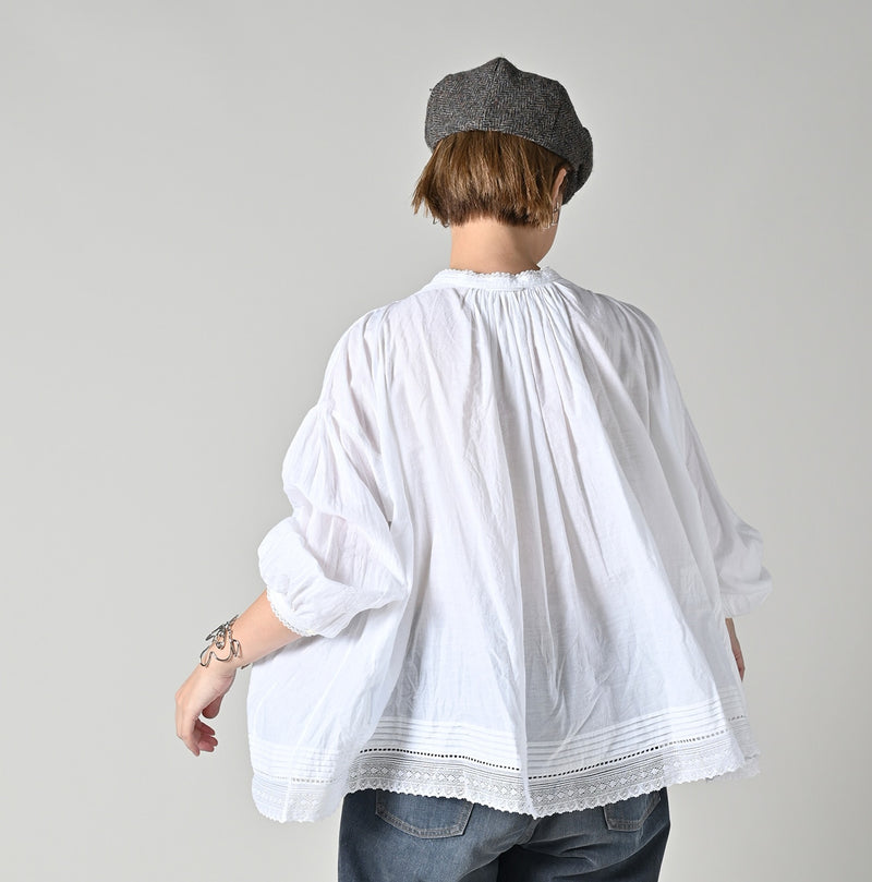 45R Khadi Lace Tuck Smocking Blouse