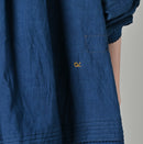Ai Indigo Khadi Lace Tuck Smocking Blouse
