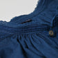 45R Ai Indigo Khadi Lace Tuck Smocking Blouse