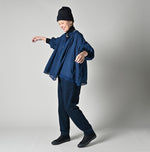 45R Ai Indigo Khadi Lace Tuck Smocking Blouse