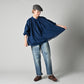 45R Ai Indigo Khadi Lace Tuck Smocking Blouse