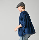 45R Ai Indigo Khadi Lace Tuck Smocking Blouse