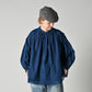 45R Ai Indigo Khadi Lace Tuck Smocking Blouse
