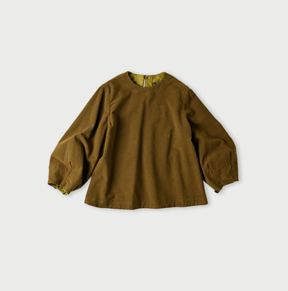 45R Mole Serge Stretch Puff Sleeve Blouse