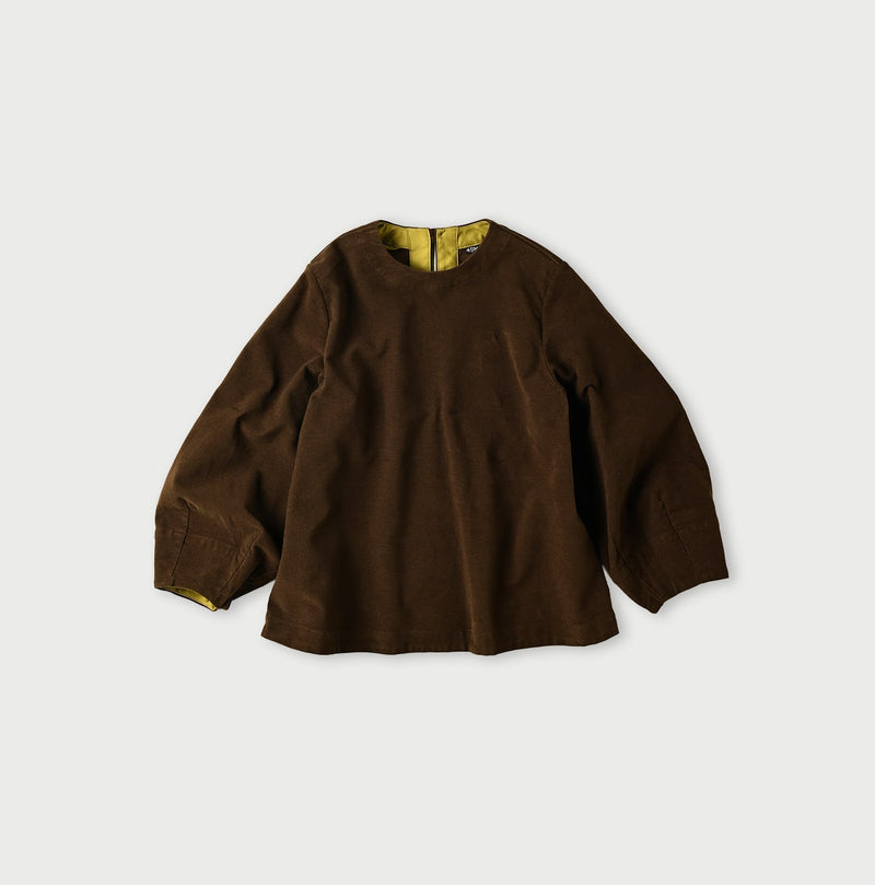 45R Mole Serge Stretch Puff Sleeve Blouse