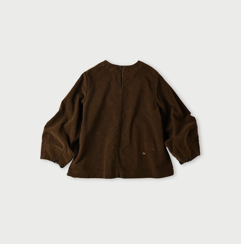 45R Mole Serge Stretch Puff Sleeve Blouse