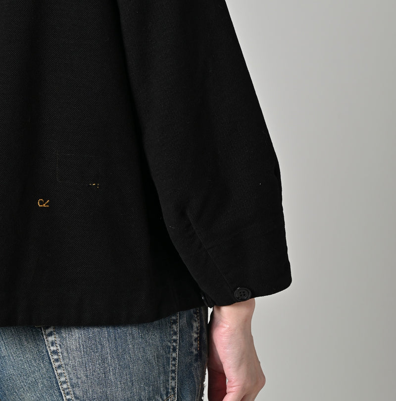 45R Mole Serge Stretch Puff Sleeve Blouse
