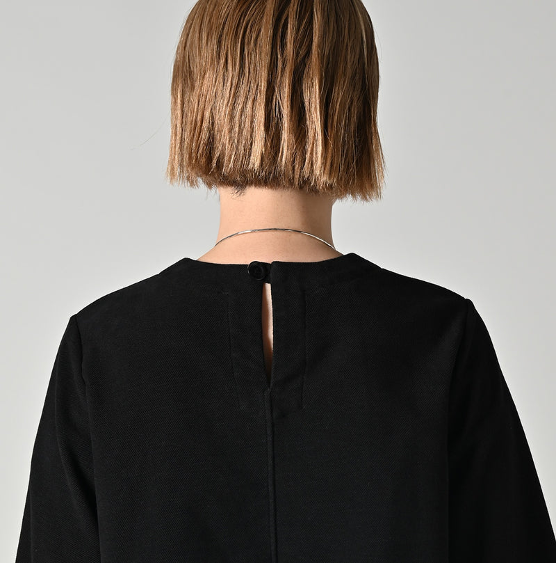 45R Mole Serge Stretch Puff Sleeve Blouse