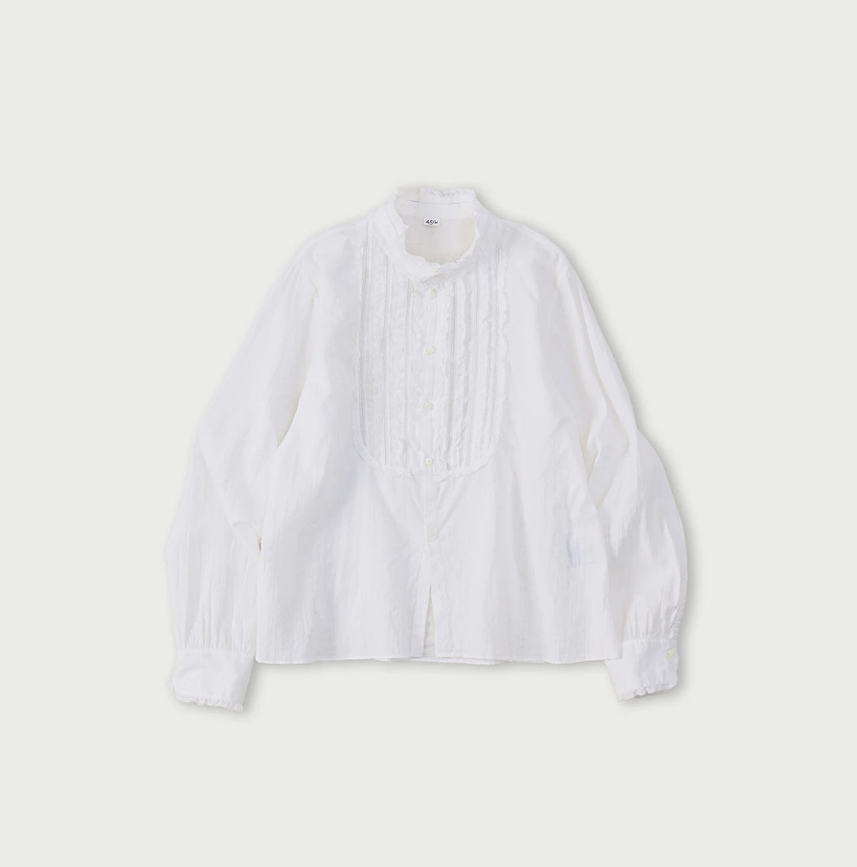 45R Khadi Stand Collar Lace Square Blouse - Image 1