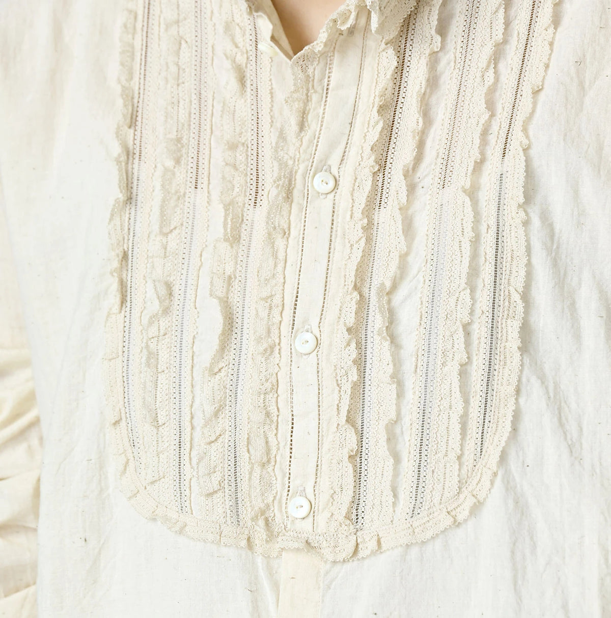 45R Khadi Stand Collar Lace Square Blouse - Image 10