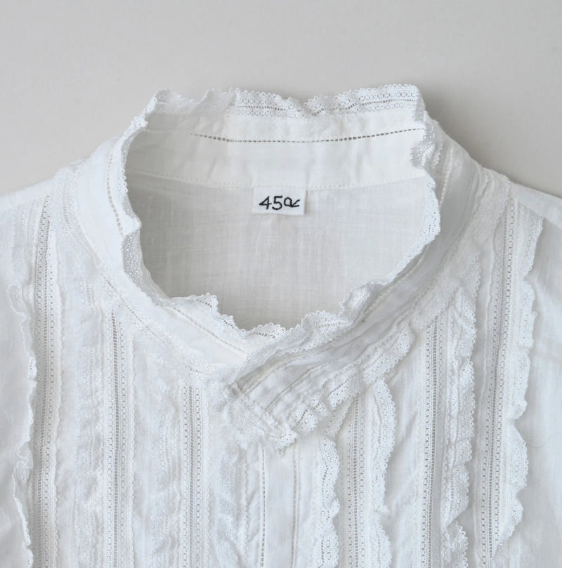 45R Khadi Stand Collar Lace Square Blouse - Image 14