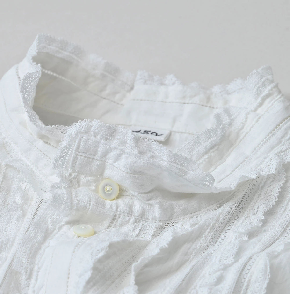 45R Khadi Stand Collar Lace Square Blouse - Image 15