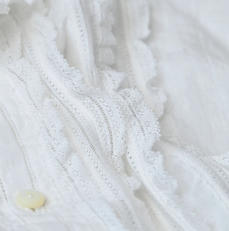 45R Khadi Stand Collar Lace Square Blouse - Image 17
