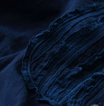 45R Ai Indigo Khadi Stand Collar Lace Square Blouse