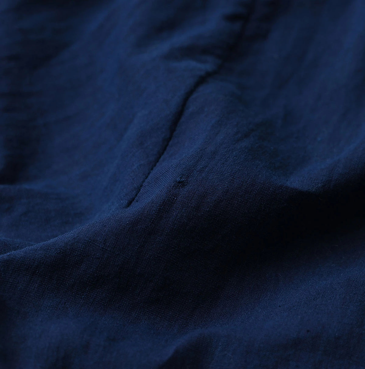 45R Ai Indigo Khadi Stand Collar Lace Square Blouse