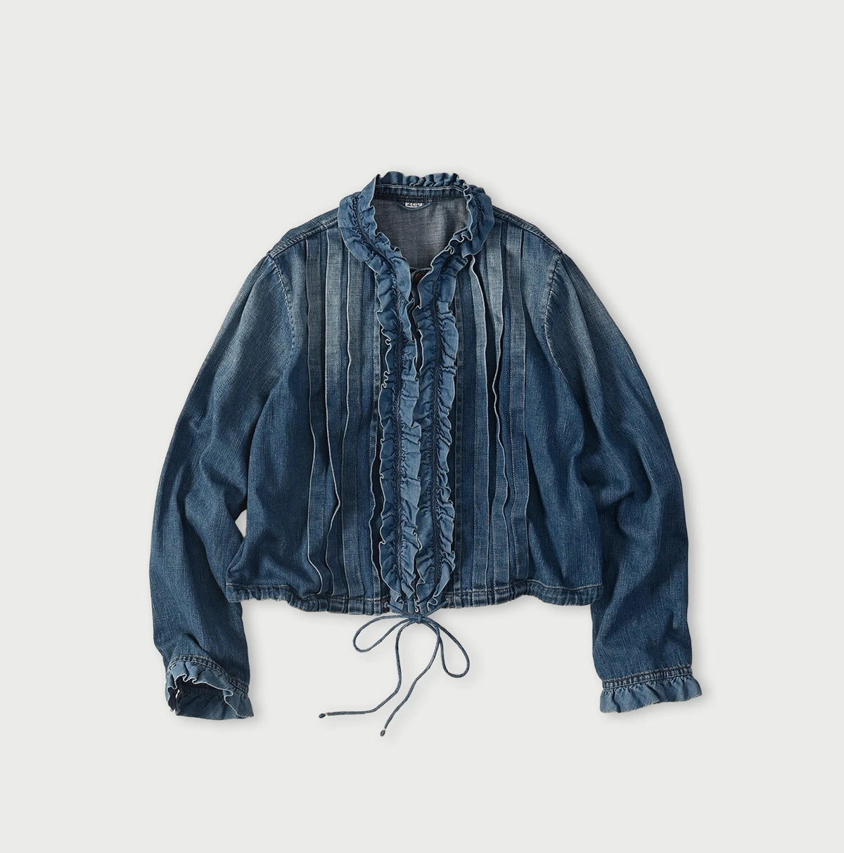 45R 45 Petit Denim Frill Tallulah Blouse Distressed - Image 1