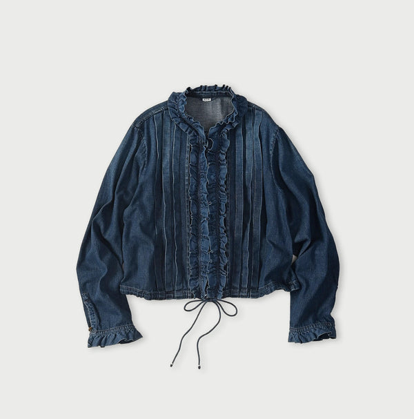 45R 45 Petit Denim Frill Tallulah Blouse Distressed