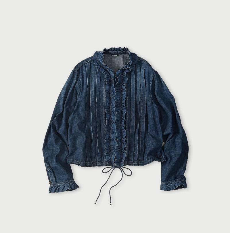 45R 45 Petit Denim Frill Tallulah Blouse Distressed - Image 2