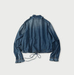 45R 45 Petit Denim Frill Tallulah Blouse Distressed