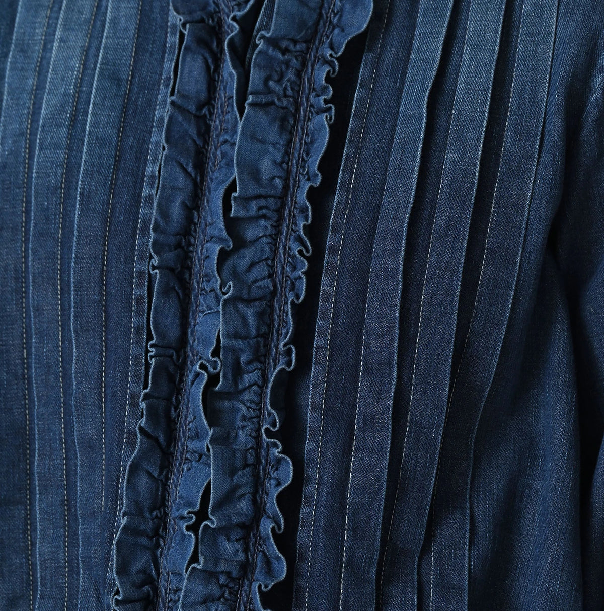45R 45 Petit Denim Frill Tallulah Blouse Distressed