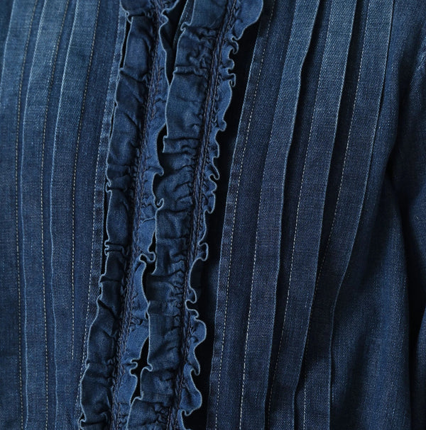 45R 45 Petit Denim Frill Tallulah Blouse Distressed